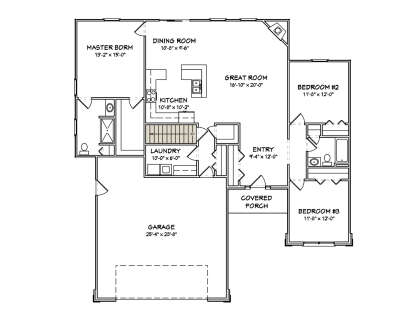 Main Floor w/ Basement Stairs Location for House Plan #849-00033