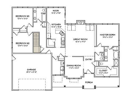 Main Floor w/ Basement Stairs Location for House Plan #849-00034