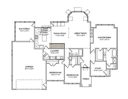 Main Floor w/ Basement Stairs Location for House Plan #849-00035
