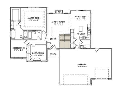 Main Floor w/ Basement Stairs Location for House Plan #849-00037