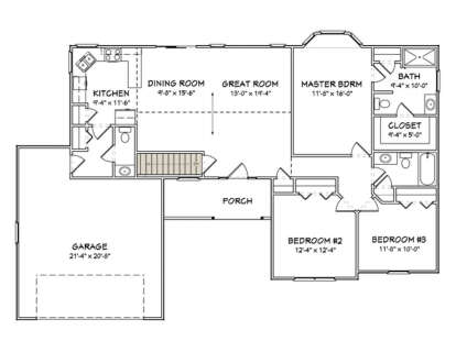 Main Floor w/ Basement Stairs Location for House Plan #849-00038