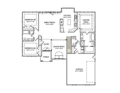 Main Floor w/ Basement Stairs Location for House Plan #849-00039
