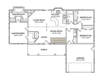Main Floor w/ Basement Stairs Location for House Plan #849-00040