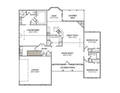 Main Floor w/ Basement Stairs Location for House Plan #849-00041