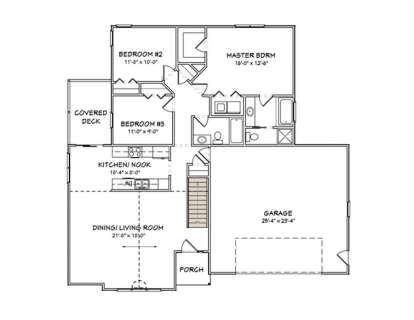 Main Floor w/ Basement Stairs Location for House Plan #849-00042