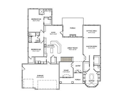 Main Floor w/ Basement Stairs Location for House Plan #849-00043