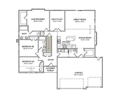 Main Floor w/ Basement Stairs Location for House Plan #849-00044