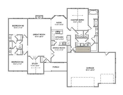 Main Floor w/ Basement Stairs Location for House Plan #849-00045