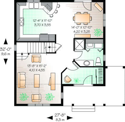First Floor for House Plan #034-00124