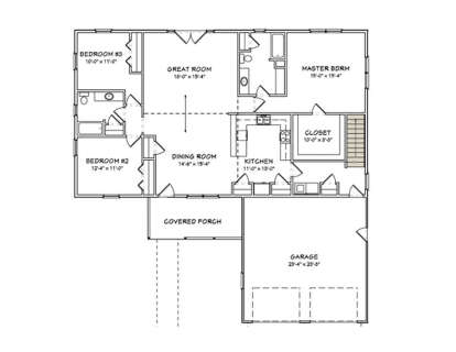 Main Floor w/ Basement Stairs Location for House Plan #849-00049