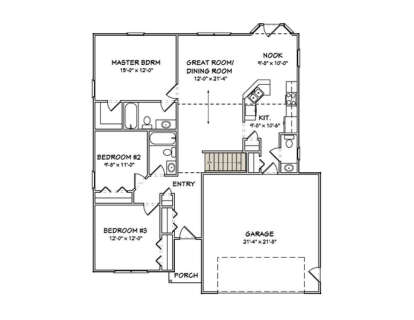 Main Floor w/ Basement Stairs Location for House Plan #849-00050