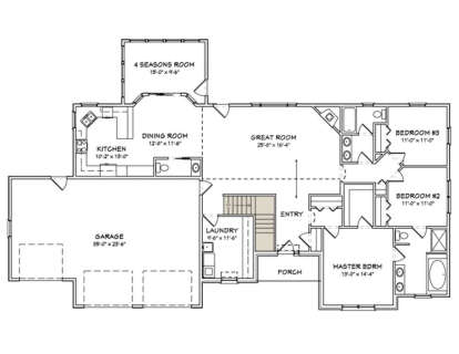 Main Floor w/ Basement Stairs Location for House Plan #849-00051