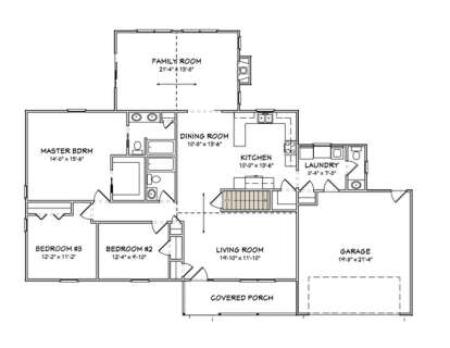 Main Floor w/ Basement Stairs Location for House Plan #849-00052