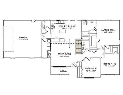 Main Floor w/ Basement Stairs Location for House Plan #849-00054