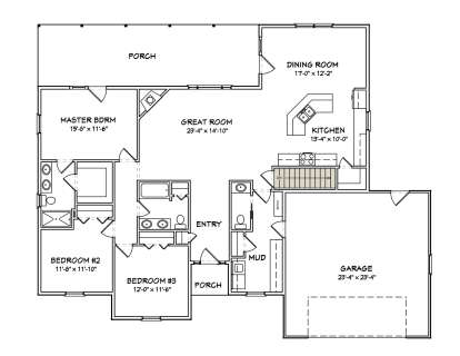Main Floor w/ Basement Stairs Location for House Plan #849-00055