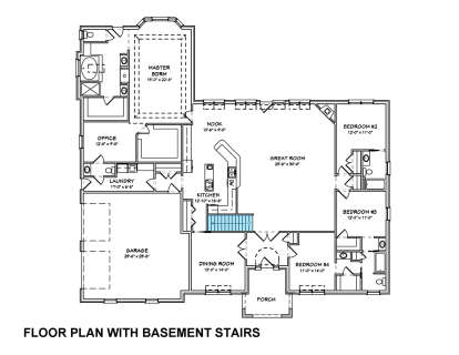 Main Floor w/ Basement Stairs Location for House Plan #849-00056