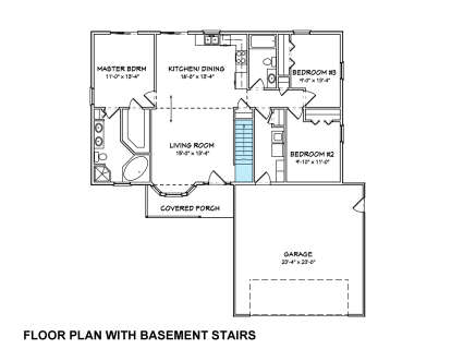 Main Floor w/ Basement Stairs Location for House Plan #849-00057