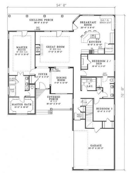 Floorplan 1 for House Plan #110-00390