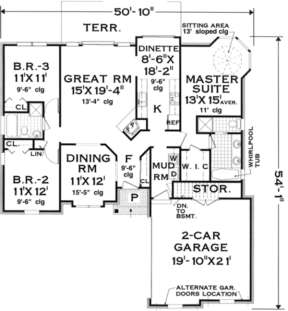 Floorplan 1 for House Plan #033-00095