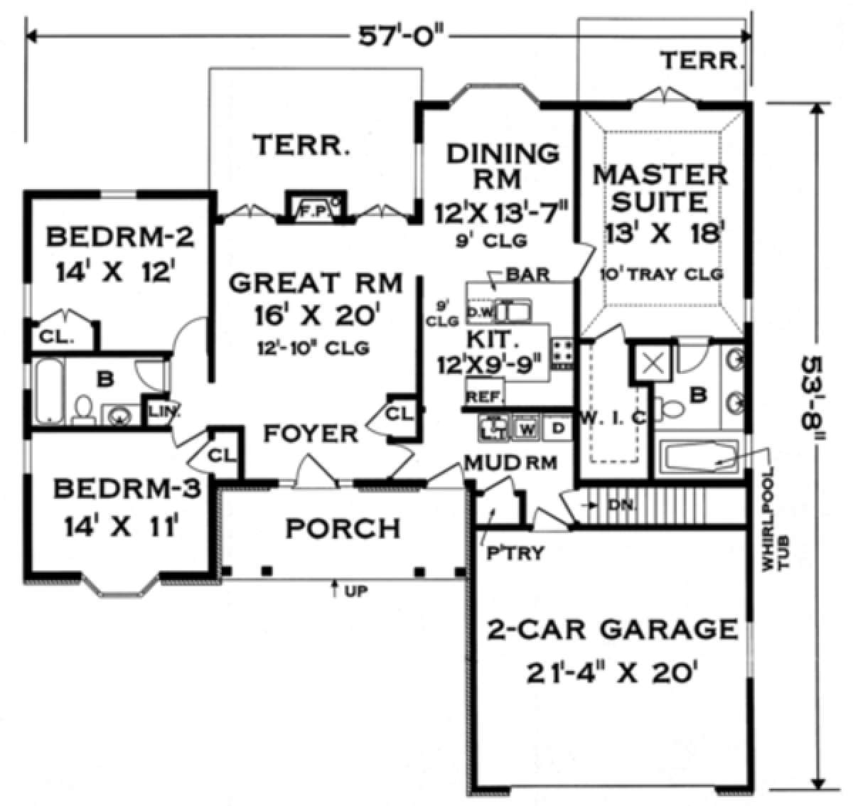 Floorplan 1 for House Plan #033-00096