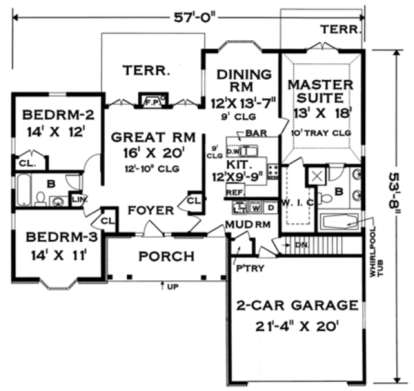Floorplan 1 for House Plan #033-00096