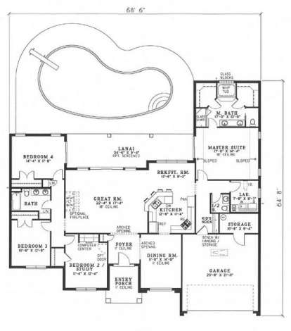 Floorplan 1 for House Plan #110-00410