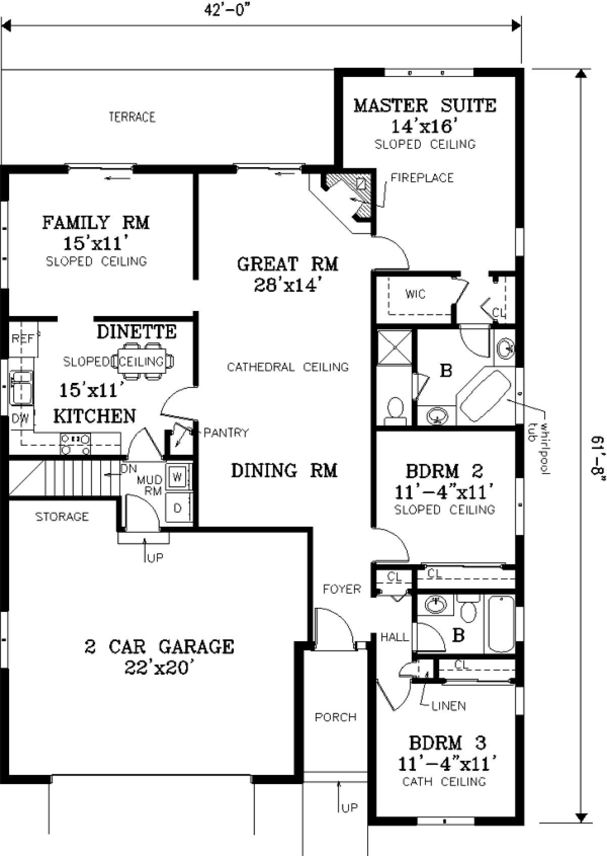 Floorplan 1 for House Plan #033-00097