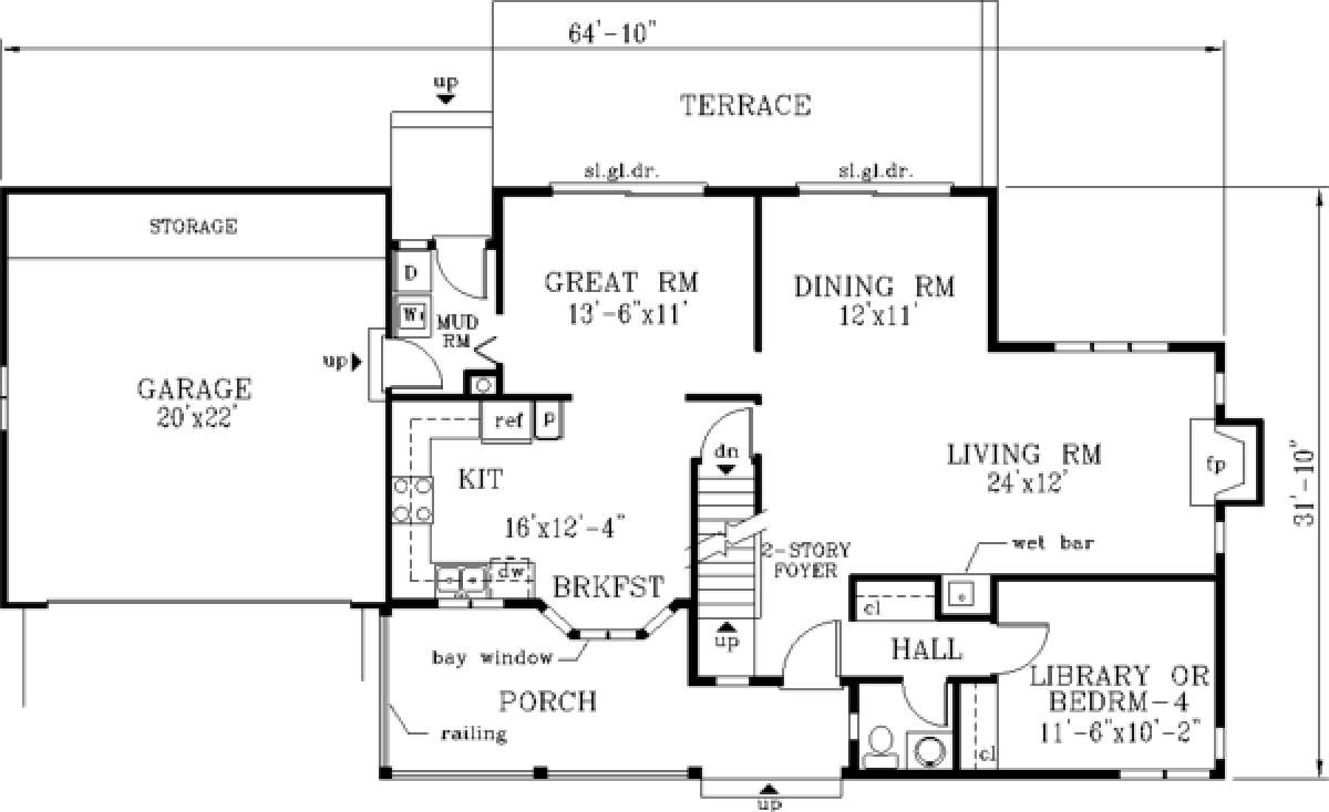 Floorplan 1 for House Plan #033-00098