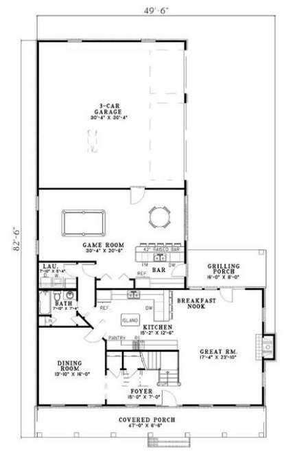Floorplan 1 for House Plan #110-00456