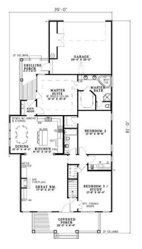 Floorplan 1 for House Plan #110-00466