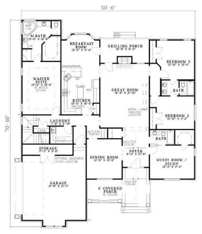 Floorplan 1 for House Plan #110-00468