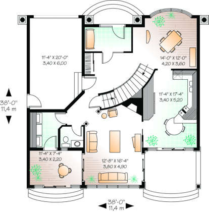 First Floor for House Plan #034-00128