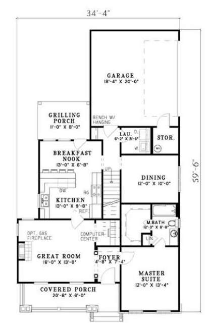 Floorplan 1 for House Plan #110-00480