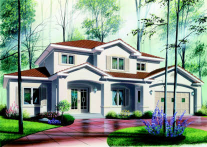Mediterranean House Plan #034-00129 Elevation Photo
