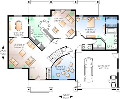 First Floor for House Plan #034-00129