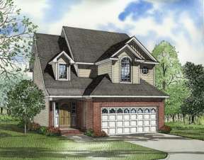 Narrow Lot House Plan #110-00498 Elevation Photo