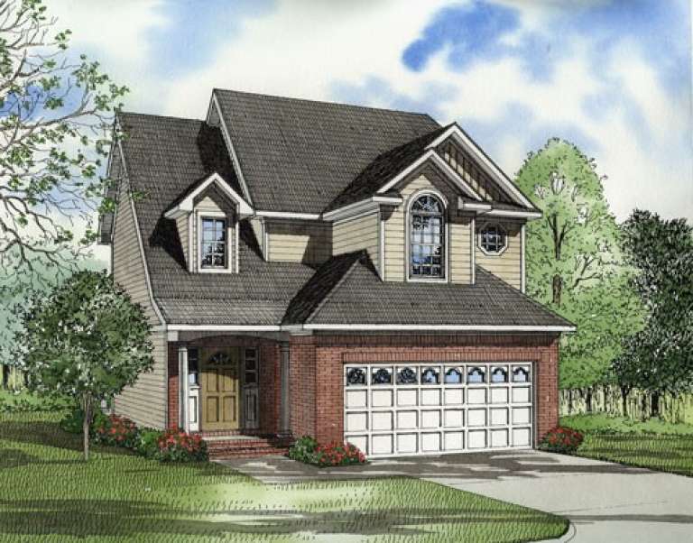 Narrow Lot House Plan #110-00498 Elevation Photo