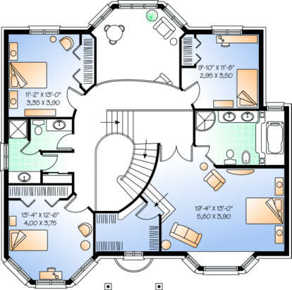 Second Floor for House Plan #034-00131