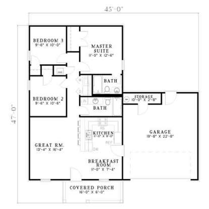 Floorplan 1 for House Plan #110-00516
