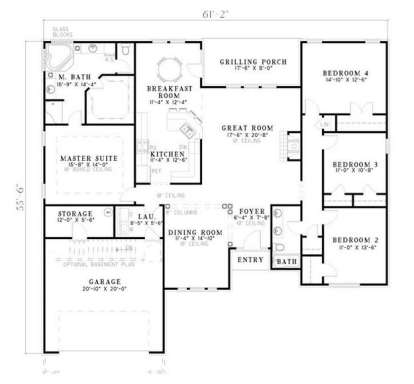 Floorplan 1 for House Plan #110-00534