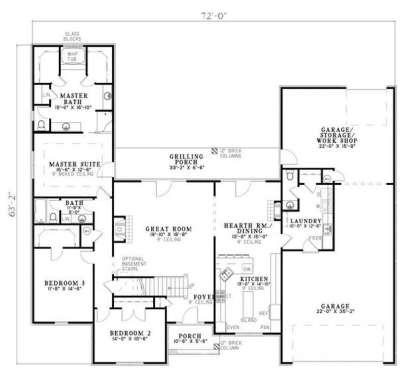 Floorplan 1 for House Plan #110-00591
