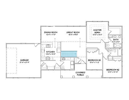 Main Floor w/ Basement Stairs Location for House Plan #849-00058