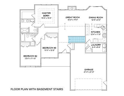 Main Floor w/ Basement Stairs Location for House Plan #849-00060