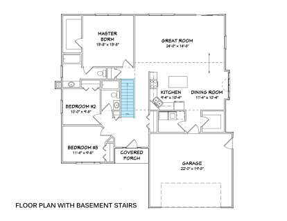 Main Floor w/ Basement Stairs Location for House Plan #849-00061