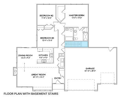 Main Floor w/ Basement Stairs Location for House Plan #849-00062