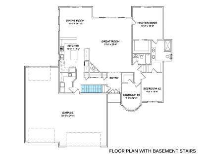 Main Floor w/ Basement Stairs Location for House Plan #849-00063
