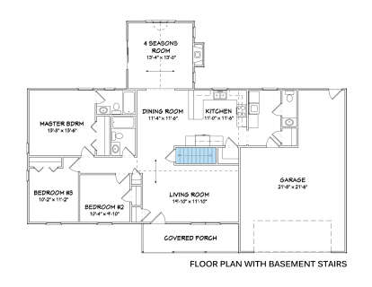 Main Floor w/ Basement Stairs Location for House Plan #849-00065