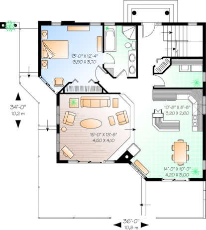 First Floor for House Plan #034-00137