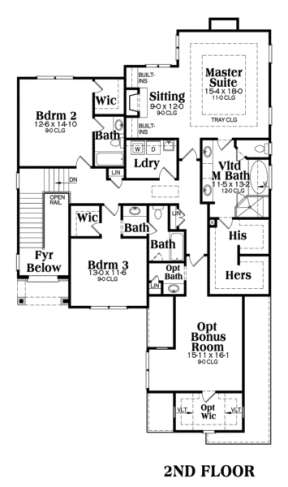 Second Floor for House Plan #009-00039