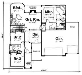 Floorplan 1 for House Plan #963-00007